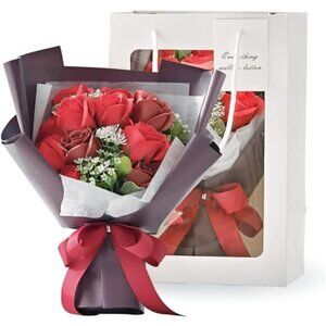 Flower Bouquet with Gift Bag / Red /